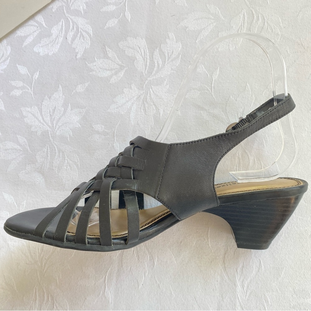 Naturalizer Black Leather Woven Sandals Size 7.5 - Picture 3 of 12